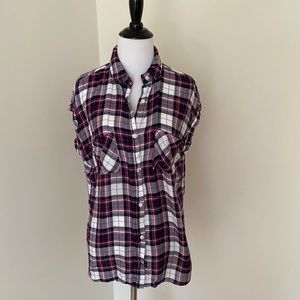 Rails ‘Britt’ Plaid Flannel Cap Sleeve Top – Size Small